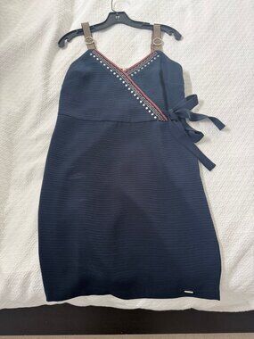 Ted Baker Navy Ribbed Wrap Dress Size 1